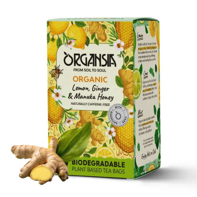Ceai - Ceai organic Basilur cu lămâie, ghimbir și miere de Manuka, 18 plicuri