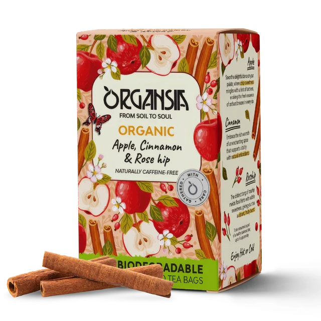 Ceai - Ceai organic Basilur cu măr, scorțișoară și măceșe, 18 plicuri
