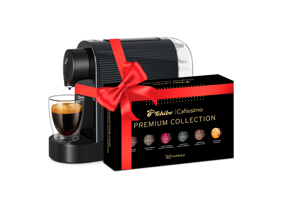 Aparate capsule - Espressor Tchibo Cafissimo Pure Plus negru capsule + 60 capsule