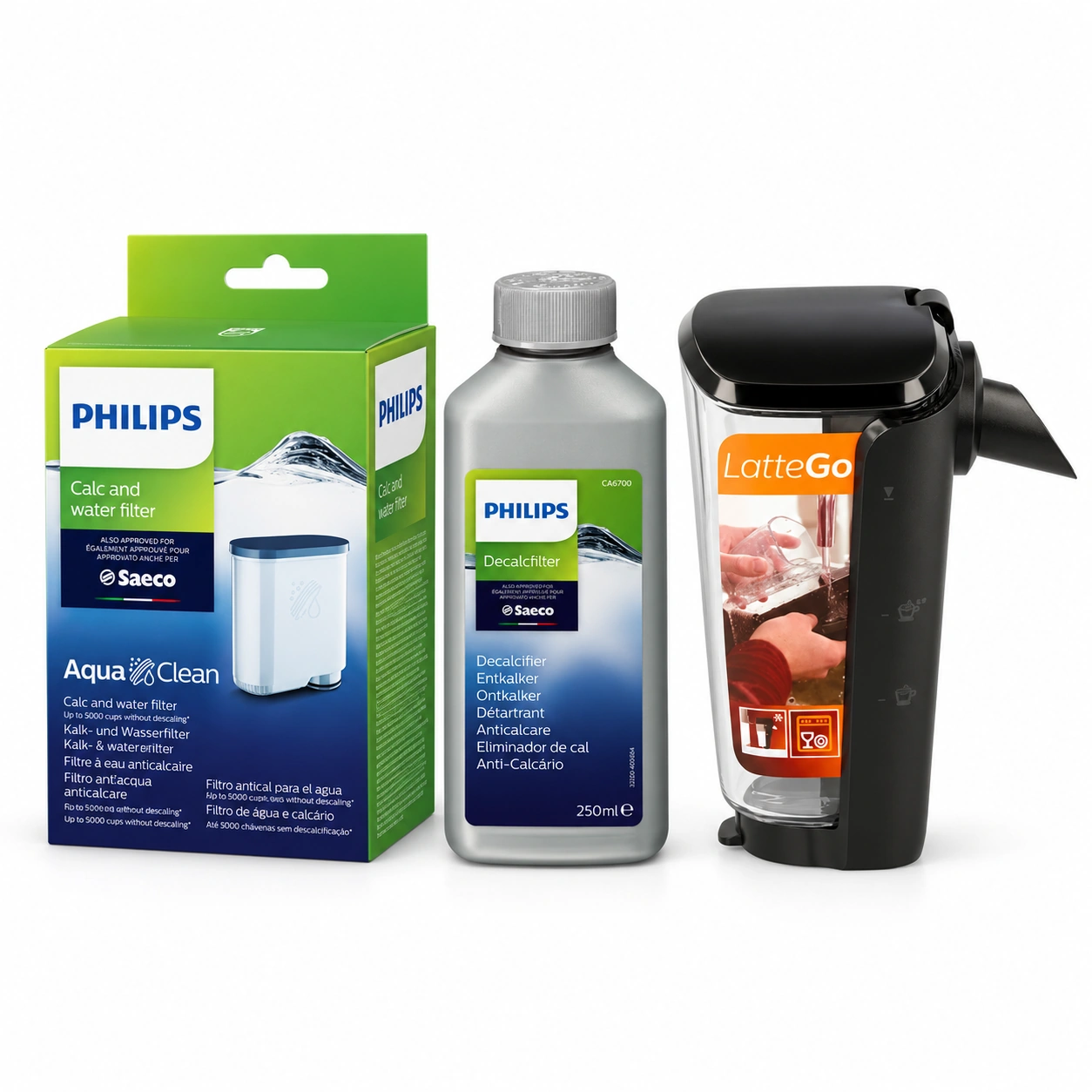 Espressoare - Pachet carafă Philips LatteGo CP1198/01 + filtru AquaClean CA6903/10 + decalcifiant CA6700/10