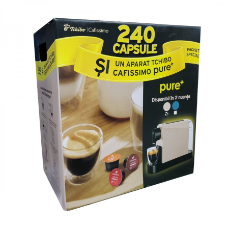 Aparate capsule - Pachet promo Tchibo Cafissimo Pure Plus bej si 240 capsule