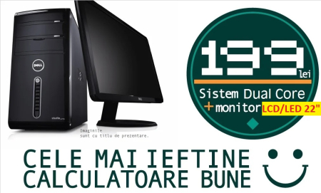 Calculator cu monitor - Calculator complet Dual Core cu monitor LCD 22 Pachet PROMO!