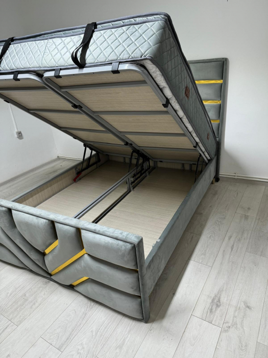 SANTOS -pat cu saltea 160×200, gri V27 [3]