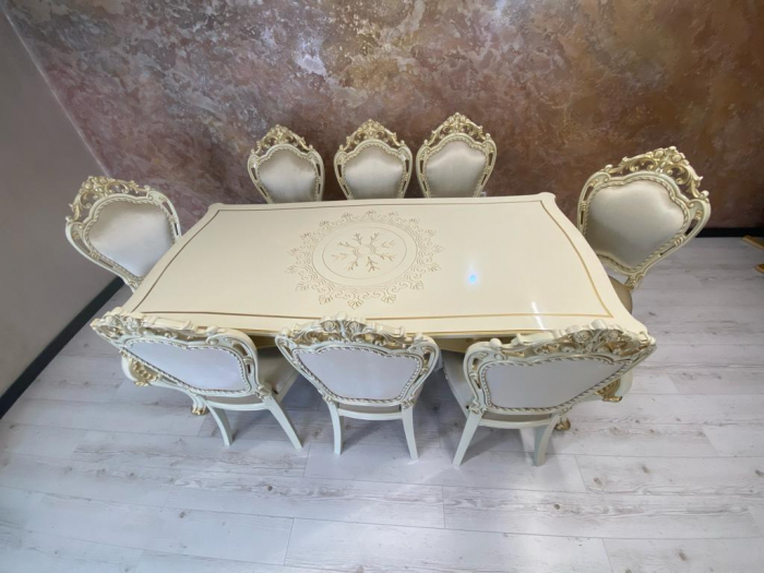 Set masa cu 8 scaune crem [2]