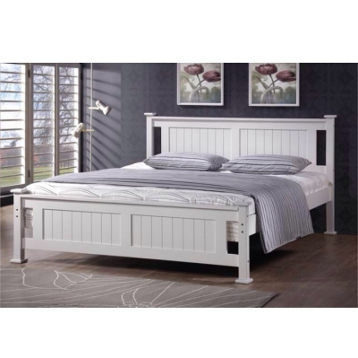 Paturi - Pat, lemn de pin/alb, 160x200, LUCAS NEW