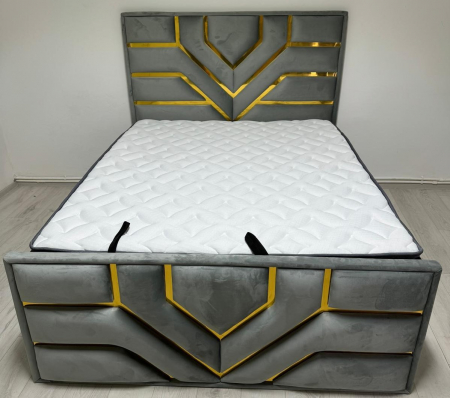 Paturi - SANTOS -pat cu saltea 160×200, gri V27