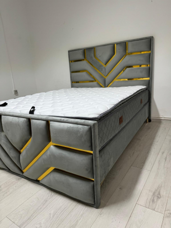 SANTOS -pat cu saltea 160×200, gri V27 [1]