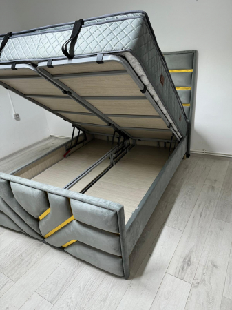 SANTOS -pat cu saltea 160×200, gri V27 [2]