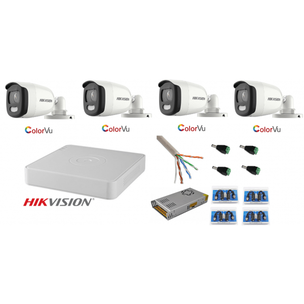 Sistem supraveghere Hikvision 4 camere 5MP Ultra HD Color VU full time ( color noaptea ) [1]