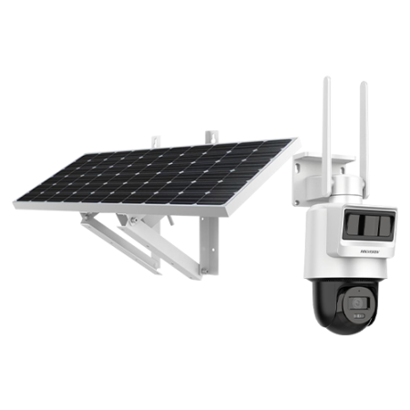 Camera supraveghere IP - Camera PT IP, 4MP, 4G, 2.8mm, IR 30m, Audio, PIR+Radar, Panou solar, Acumulator – Hikvision DS-2DE2C400IWG-K-4G-C09S20-2.8mm Camera cu panou solar