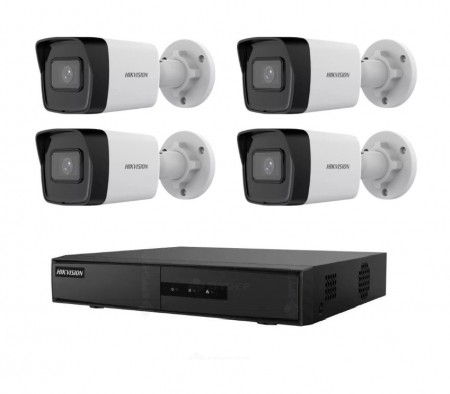 Sisteme supraveghere IP - Kit supraveghere Hikvision 4 camere IP 4MP IR 30m PoE NVR 4 canale 6MP PoE