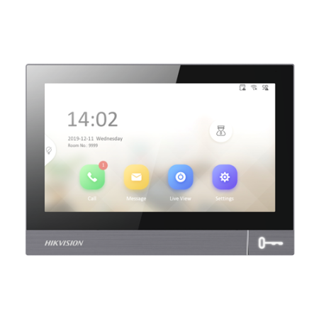 Accesorii interfoane - Monitor videointerfon TCP/IP, IPS LCD 7 inch touch screen, WiFi, PoE, Alarma IN – HIKVISION DS-KH8381-WTE1