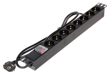 Accesorii montaj - Priza rackabila 8 posturi SCHUKO cu intrerupator 1U, PDU 8P