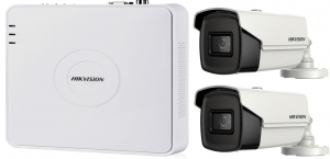 Sistem supraveghere ultraprofesional Hikvision  2 camere 8MP 4K, 80 IR, DVR 4 canale [1]