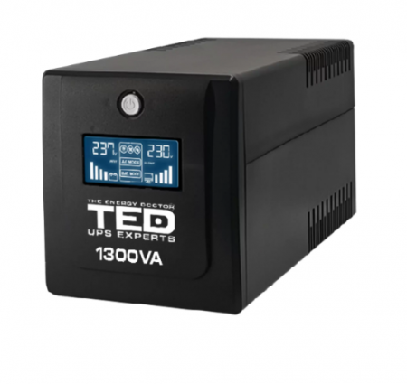 Surse alimentare - UPS 1300VA / 750W LCD Line Interactive cu stabilizator 4 iesiri schuko TED UPS Expert TED001580