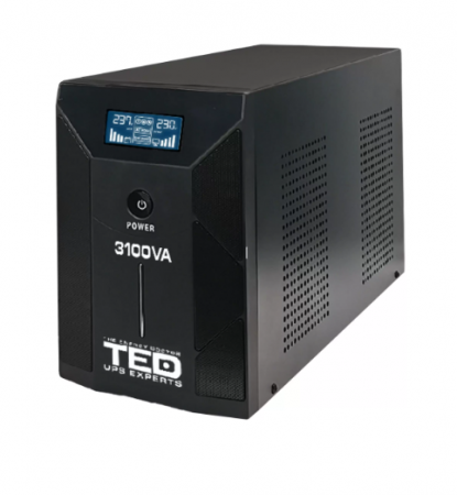 Acumulatori si baterii - UPS 3100VA / 1800W LCD dispaly Line Interactive cu stabilizator 3 iesiri schuko TED UPS Expert TED001627