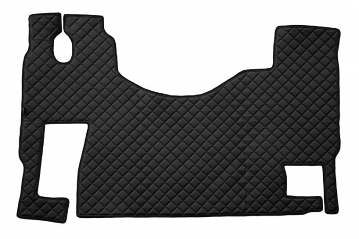 Covor podea camion potrivit MERCEDES, Scaun fix pentru pasager podea plata, ECO-LEATHER, 1 bucata (material - eco-piele, culoare - negru/rosu)  [1]