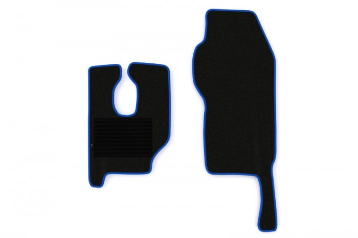 Covor podea camion potrivit MERCEDES, Scaun fix pentru pasager, sofer + pasager, tunel inalt, velur, 2 bucati (material - velur, culoare - albastru) [1]