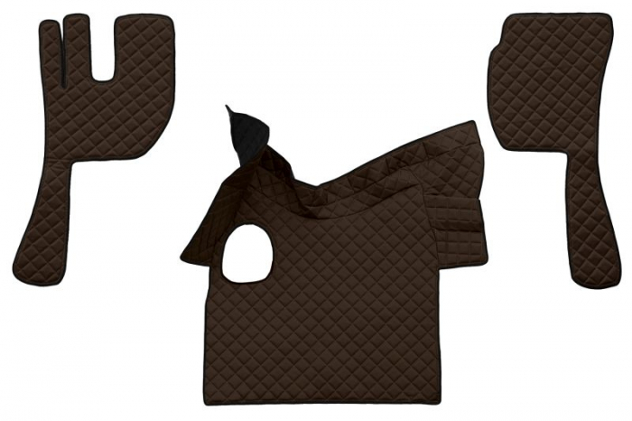 Covor podea camion potrivit VOLVO, ECO-LEATHER, set 3 buc. (material - eco-piele, culoare - bej, fara compartiment in carcasa cutiei de viteze) [1]