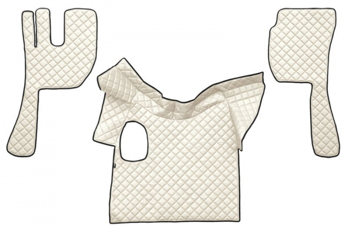 Covor podea camion potrivit VOLVO, ECO-LEATHER, set 3 buc. (material - eco-piele, culoare - gri, fara compartiment in carcasa cutiei de viteze) [1]