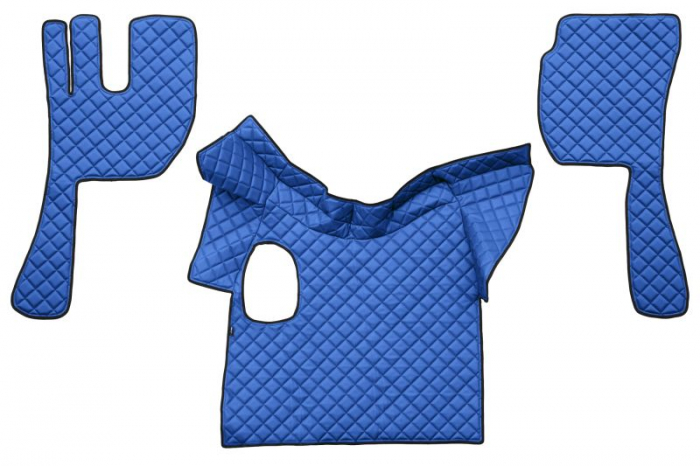 Covor podea camion potrivit VOLVO, ECO-LEATHER, set 3 buc. (material - eco-piele, culoare - maro, fara compartiment in carcasa cutiei de viteze) [1]