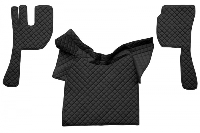 Covor podea camion potrivit VOLVO, ECO-LEATHER, set 3 buc. (material - eco-piele, culoare - negru, fara compartiment in carcasa cutiei de viteze) [1]