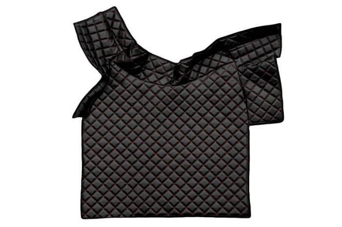 Covor podea camion potrivit VOLVO, ECO-LEATHER, set 3 buc. (material - eco-piele, culoare - negru/rosu, fara compartiment in carcasa cutiei de viteze) [3]
