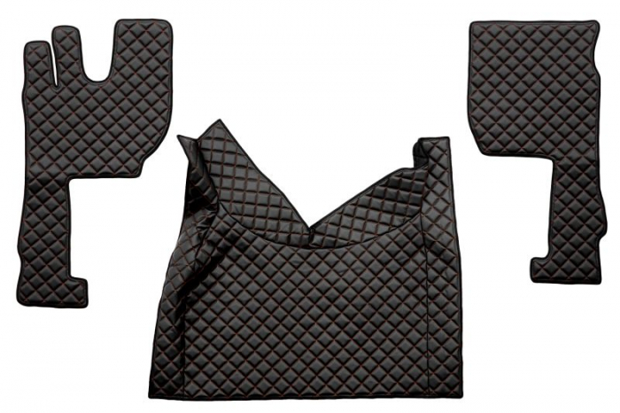 Covor podea camion potrivit VOLVO, ECO-LEATHER, set 3 buc. (material - eco-piele, culoare - negru/rosu, transmisie automata) potrivit VOLVO FH16 II dupa 2014 [1]