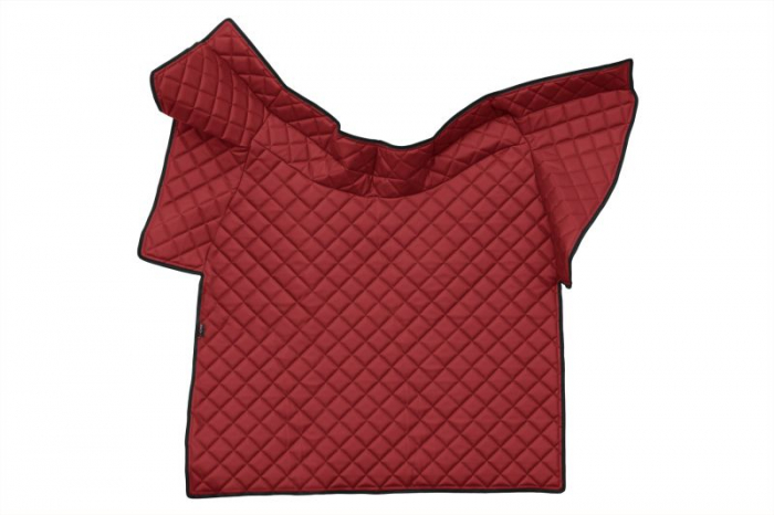 Covor podea camion potrivit VOLVO, ECO-LEATHER, set 3 buc. (material - eco-piele, culoare - rosu, fara compartiment in carcasa cutiei de viteze) [3]