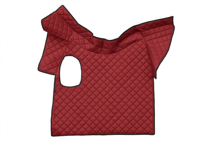 Covor podea camion potrivit VOLVO, ECO-LEATHER, set 3 buc. (material - eco-piele, culoare - rosu, fara compartiment in carcasa cutiei de viteze) [3]