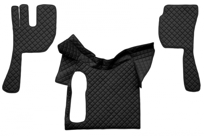 Covor podea camion potrivit VOLVO, fara compartiment in carcasa cutiei de viteze, ECO-LEATHER, set 3 buc. (material - eco-piele, culoare - negru) [1]