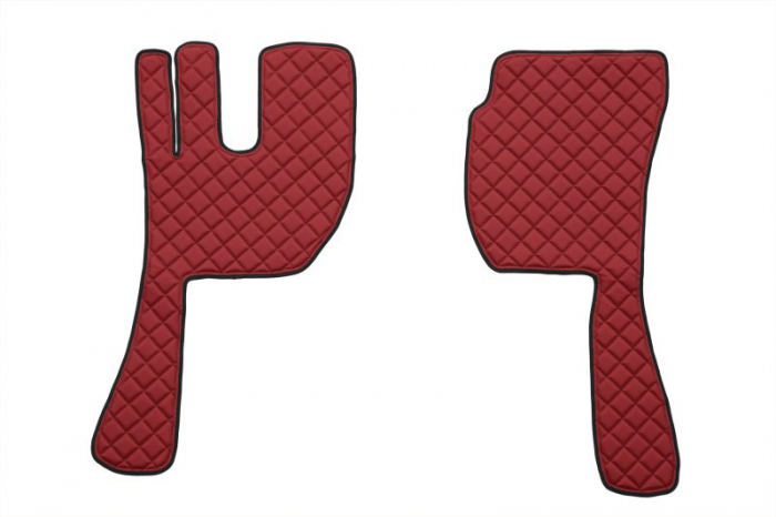 Covor podea camion potrivit VOLVO, ECO-LEATHER, set 3 buc. (material - eco-piele, culoare - rosu, fara compartiment in carcasa cutiei de viteze) [2]