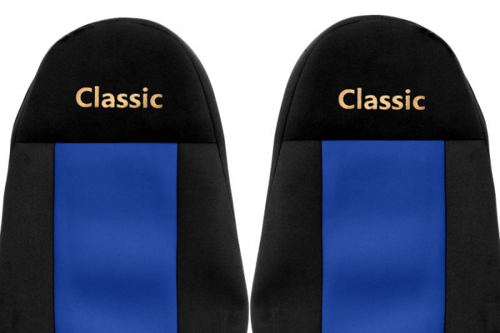 Huse scaun camion Classic albastru, material velur, serie CLASSIC, centura pasager asamblata in afara scaunului Volvo FH FL FM [2]