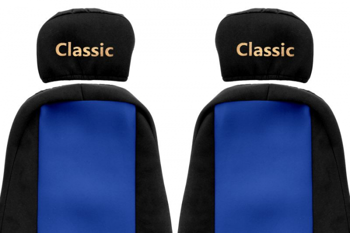 Huse scaun camion Classic (albastru, material velur, serie CLASSIC, centura pasager asamblata in scaun tetiera reglabila ) Volvo FH12 FH16 Fl FL12 Fm10 FM12 FM7 FM9 [2]