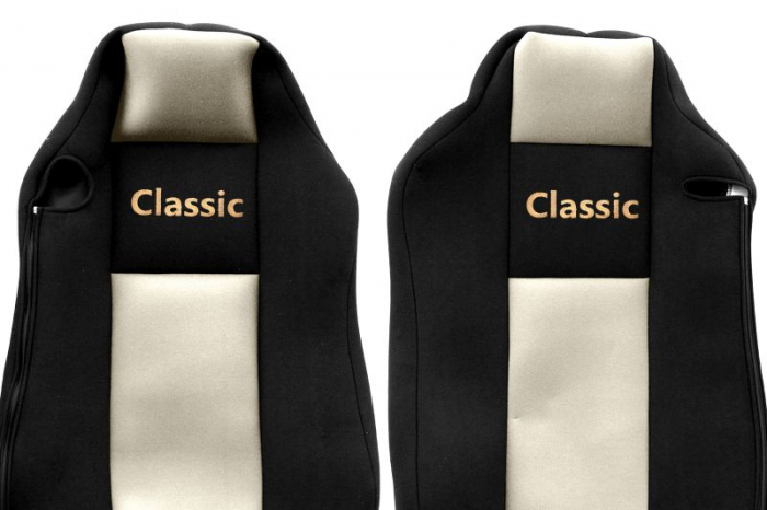 Huse scaun camion Classic (bej, material velur, serie CLASSIC, centura pasager asamblata in scaun [2]