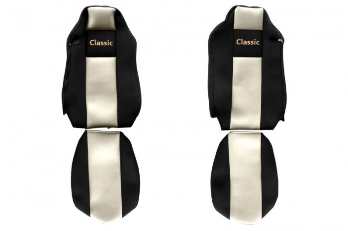 Huse scaun camion Classic (bej, material velur, serie CLASSIC, centura pasager asamblata in scaun [1]