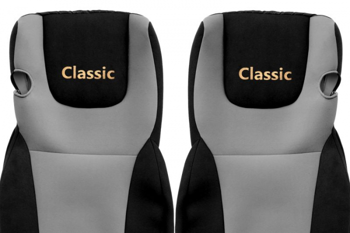 Huse scaun camion Classic (gri, material velur, serie CLASSIC, Euro 6; centura pasager asamblata in scaun scaune cu tetiere DAF XF 105 XF 106 [2]