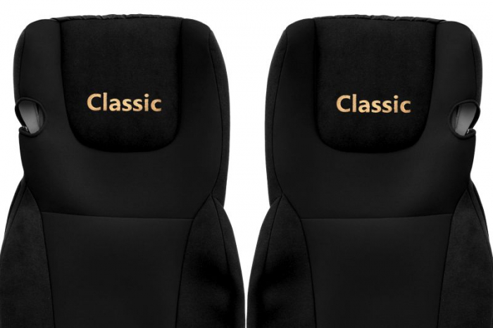 Huse scaun camion Classic (negru, material velur, serie CLASSIC, Euro 6; centura pasager asamblata in scaun scaune cu tetiere DAF XF 105 XF 106 [2]