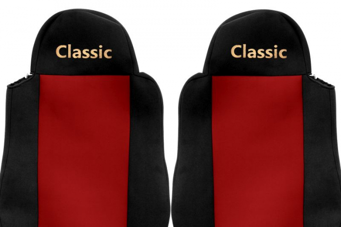 Huse scaun camion Classic (rosu, material velur, serie CLASSIC, centura pasager asamblata in afara scaunului; centura de siguranta a soferului asamblata in scaun)  MAN [2]