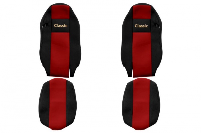 Huse scaun camion Classic (rosu, material velur, serie CLASSIC, centura pasager asamblata in scaun) MAN TGX [1]