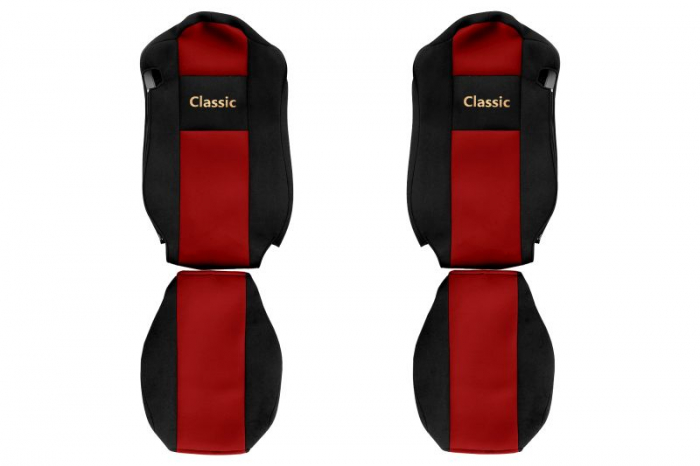 Huse scaun camion Classic (rosu, material velur, serie CLASSIC, centura pasager asamblata in scaun) Mercedes Actros [1]