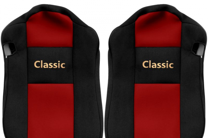 Huse scaun camion Classic (rosu, material velur, serie CLASSIC, centura pasager asamblata in scaun) Mercedes Actros [2]