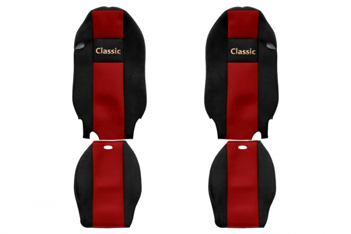 Huse scaun camion Classic (rosu, material velur, serie CLASSIC, centura pasager asamblata in scaun) Mercedes Actros [1]