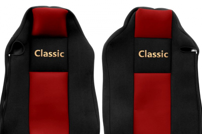Huse scaun camion Classic (rosu, material velur, serie CLASSIC, centura pasager asamblata in scaun scaunul soferului - ISRI; MAN TGX [2]