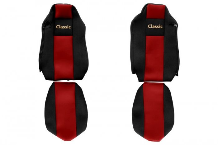 Huse scaun camion Classic (rosu, material velur, serie CLASSIC, centura pasager asamblata in scaun scaunul soferului - ISRI; MAN TGX [1]