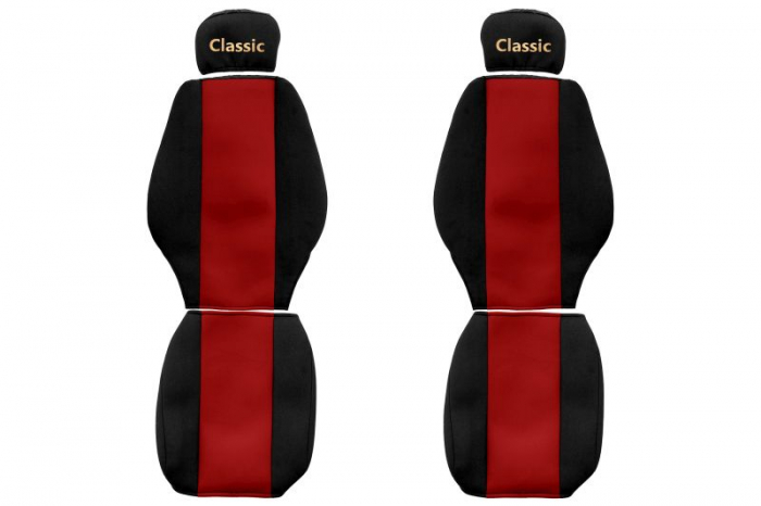Huse scaun camion Classic (rosu, material velur, serie CLASSIC, centura pasager asamblata in scaun tetiera reglabila ) Mercdes Actros Atego Axor [1]