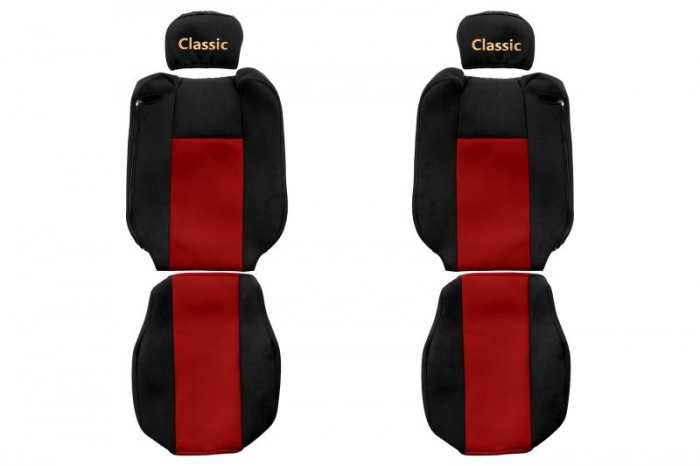 Huse scaun camion Classic (rosu, material velur, serie CLASSIC, centura pasager asamblata in scaun tetiera reglabila) Renault Trucks T [1]