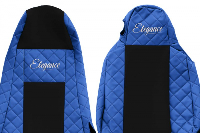 Huse scaun camion Elegance (albastru, material eco-piele / velur, serie ELEGANCE, Cabina STREAMLINE; cu microfon; integreaza tetiera pasagerului; tetiera soferului integrata) potrivit SCANIA [3]
