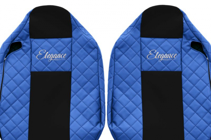 Huse scaun camion Elegance (albastru, material eco-piele / velur, serie ELEGANCE, tetiera integrata pentru pasageri; tetiera soferului integrata) potrivit RENAULT T [3]