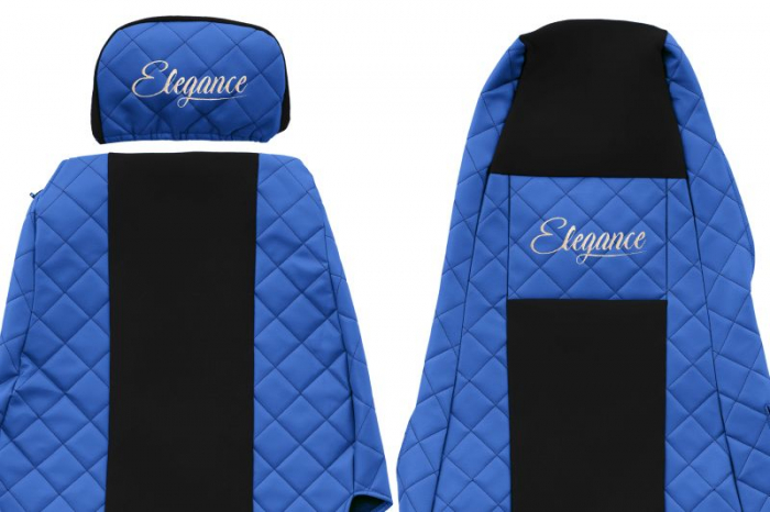 Huse scaun camion Elegance (albastru, material eco-piele / velur, serie ELEGANCE, tetiera reglabila a pasagerului; tetiera soferului integrata) potrivit SCANIA [3]